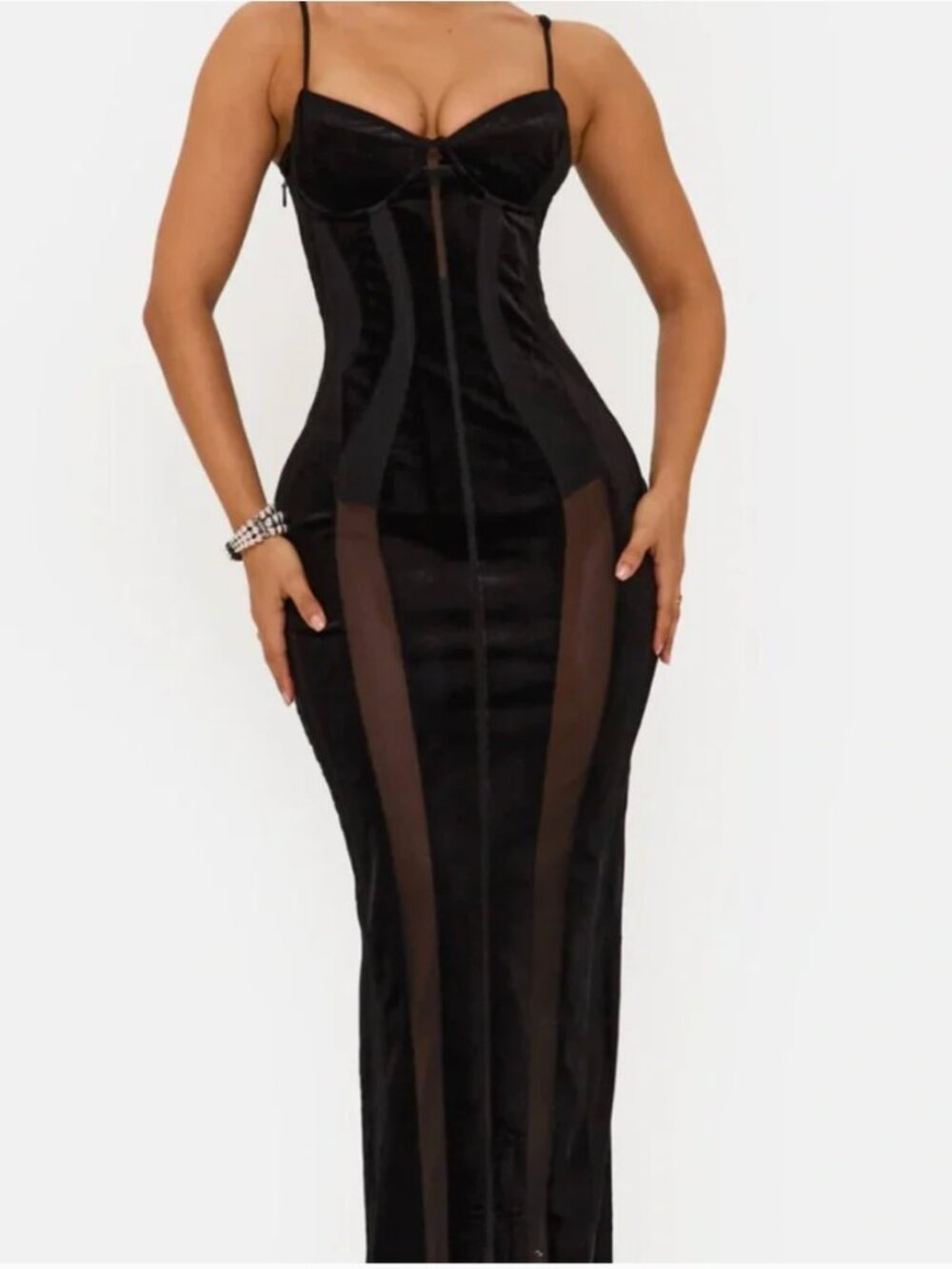 Murci SCANDAL VELVET PANELLED MAXI DRESS